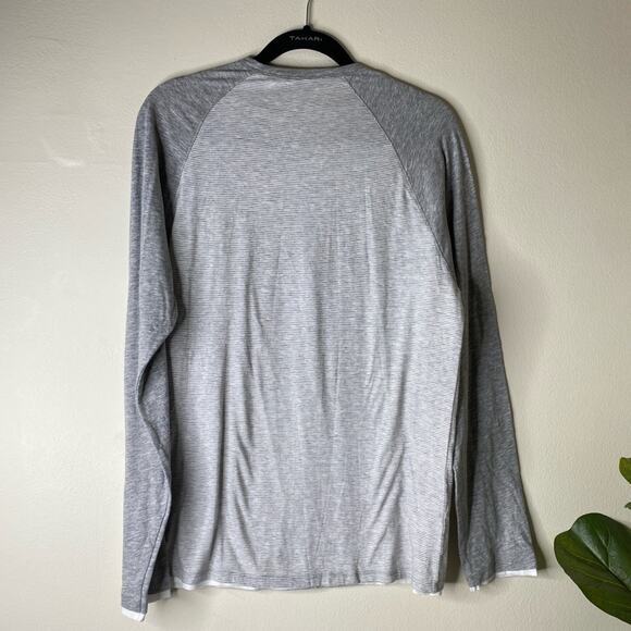 Vince Men's Double Layer Stripe Baseball Crew Shirt tee long sleeve new with tag - Picture 7 of 7